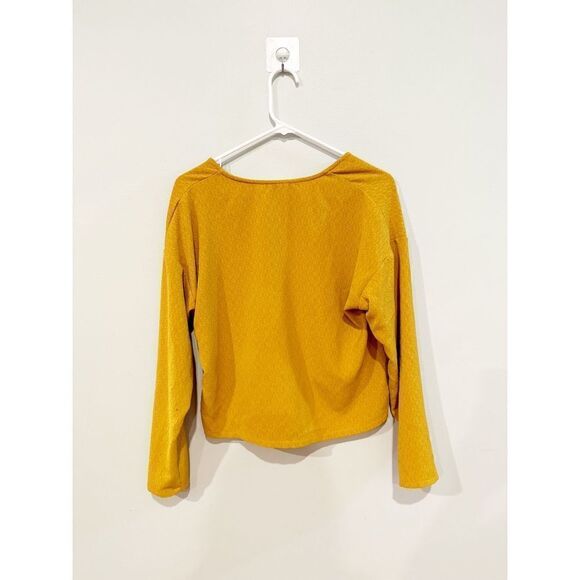 ASTR the label tie front mustard long sleeve blouse - Picture 3 of 4